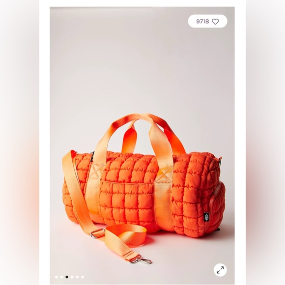Free people Movement Quilted Duffle Bag. NWOT. Tangerine - Picture 3 of 6